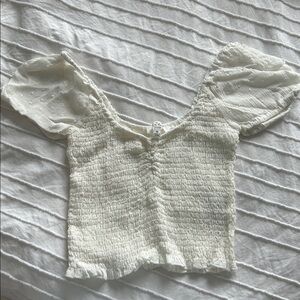 White Puff Sleeve Smocked Top